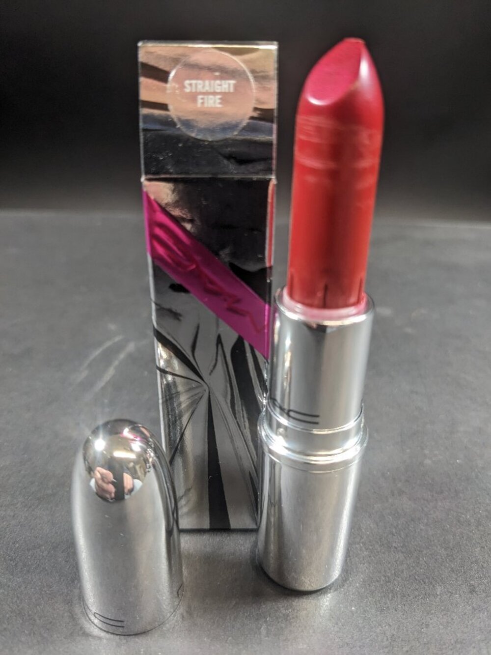 MAC Straight Fire Lipstick (pulling out of container please read description)